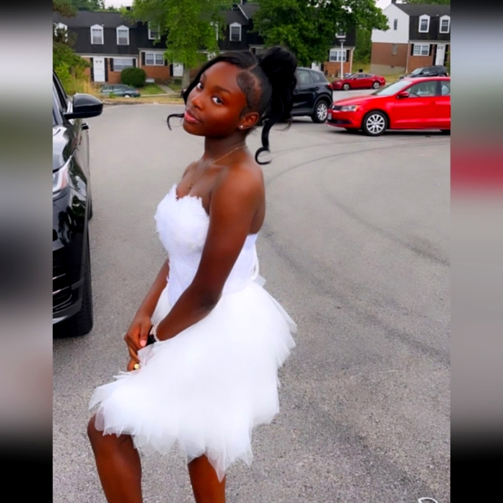 White feathered Tier dress